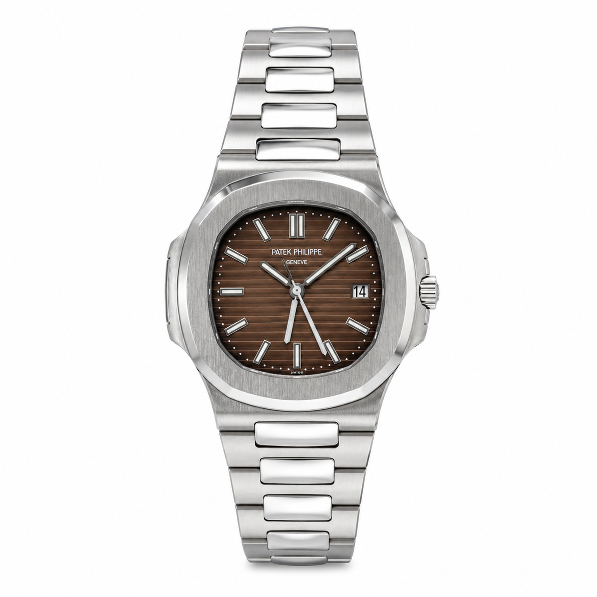 Premium Integrated Bracelet Watch – Brown, White & Blue