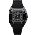 Classic Square Case Men's Watch – Black Rubber Strap