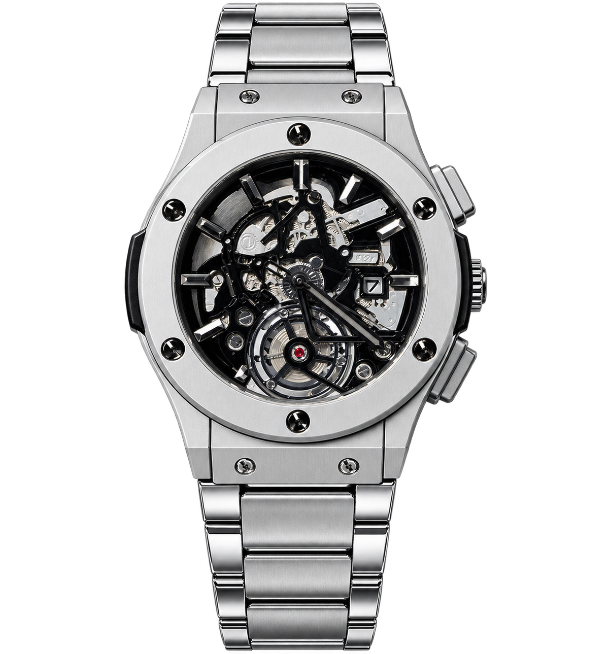 Skeleton Tourbillon Chronograph Watch – Silver