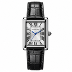 Classic Tank Square Watch – Roman Numeral Dial with Croc-Embossed Leather Strap
